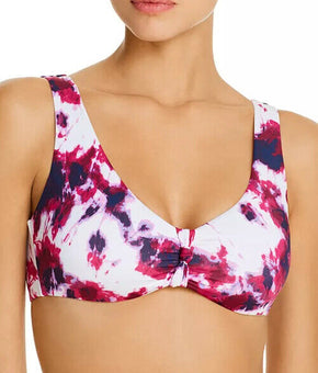 AQUA Swim Knotted Tie-Dyed Bikini Top Womens Purple Size L MSRP $48