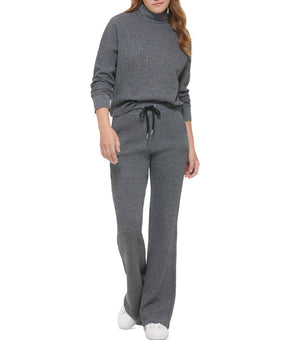 Calvin Klein Women High Rise Drawstring Flare Pants Gray Size XL $60