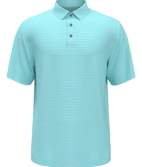 PGA TOUR Men Feeder Stripe Performance Golf Polo Shirt Aqua Blue Size L MSRP $62