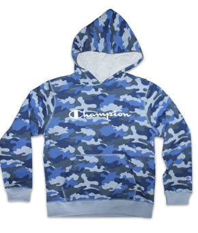 Champion Boy's Camo Print Script Fleece Hoodie Blue Navy Size XL (20 Big Kid)