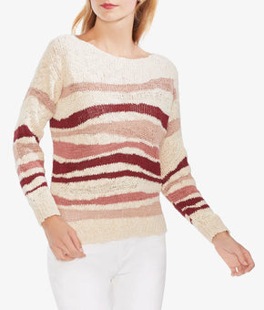 Vince Camuto Women's Sweater Pink Beige Size Small S Pullover Striped MSRP $99