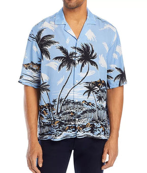 Hugo Boss Lars Tropical Print Shirt Blue Size L MSRP $148