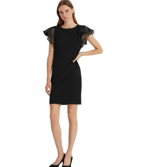 Lauren Ralph Lauren Crepe Flutter Sleeve Dress Black Size 12 MSRP $135