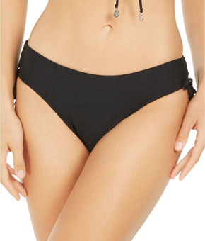 DKNY Solid Ruched-Side Bikini Bottoms Black, Size XS