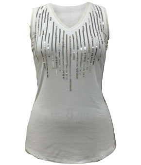 INC Foil Twist Top women's Ivory Size M MSRP $60