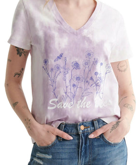 Lucky Brand Cotton Save the Bees TShirt Womens purple lilac Size M MSRP $40