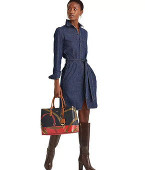 LAUREN Ralph Lauren Long Sleeve Day Dress Blue Denim Size XL MSRP $125