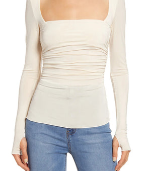 Free People Wind Down Layering Top Creme Ivory Size XL MSRP $48