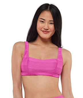 Jessica Simpson Women's Solid Spring Bikini Swimsuit Top, Pink Size M