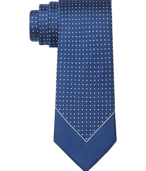 LAUREN RALPH LAUREN Men's Slim Bordered Dot Silk Twill Tie Blue MSRP $70