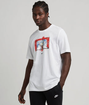 Nike Men's Dri-fit Hoops Photo Graphic T-Shirt White Size L MSRP $25