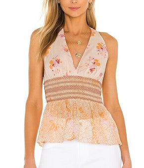 Free People Women's Brinkley Smocked Tank Orange Size XS MSRP$88