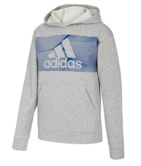 adidas Cotton Fleece Pullover Hoodie Boy Kids', Grey, Size S