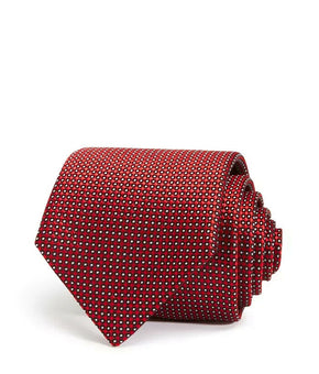 Emporio Armani Textured-Dot Classic Silk Tie Red 3.25" Width MSRP $178