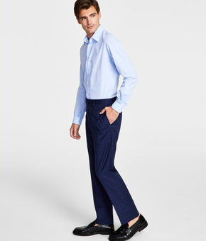 Calvin Klein Men Slim-Fit Plaid Performance Dress Pants Blue Size 33x30 MSRP $95