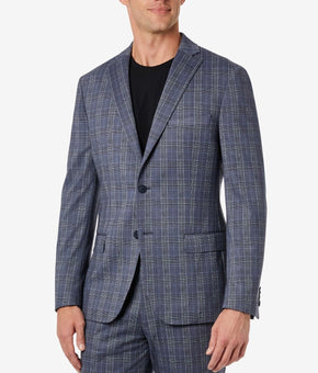 MICHAEL KORS Modern-Fit Plaid Knit Suit Jacket Blazer Blue Gray Size 48L $450