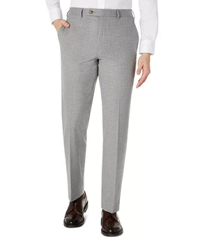 LAUREN RALPH LAUREN Classic-Fit Gray Grid Dress Pants Gray Plaids Size 40X30 $95