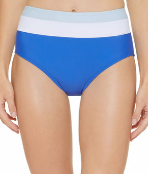 Dkny Women's Colorblocked Blue High Waist Bikini Bottoms Swimsuit Blue Size M