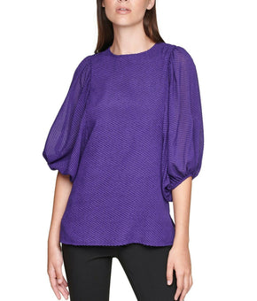 Calvin Klein Women Balloon-Sleeve Top Dark Purple Size XS