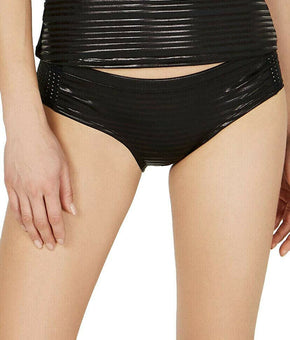 Nike Women's 6:1 Shine Stripe Hipster Bikini Bottoms Size XL Black Patent Black