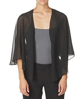 S.L. Fashions womens Poly Chiffon Shrug Jacket Blouse, Black Size XL US