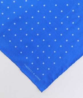 Turnbull & Asser mens hand handkerchief pocket square Blue dot 16"x16" MSRP $98