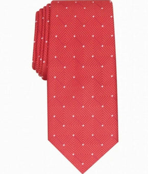 Alfani Men's Neck Tie Red One Size Geometric Polka Dot Skinny Slim Silk MSRP $55