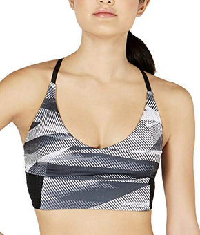 Nike Women's Line Up Printed Cross Back Long Line Bikini Top X-Small Black White