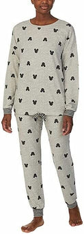 Disney Womens 2 Piece Cozy Pajama Set gray Size XL