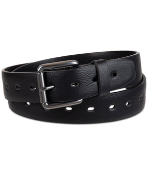 Levi's Men's Faux-Leather Perforated Stretch Belt Black, Size S (30-32) MSRP $50