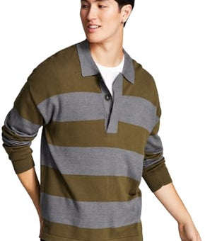 And Now This Mens Knit Striped Pullover Sweater Green Size L