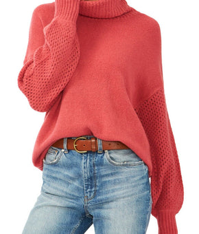 Vince Camuto Drop-Shoulder Turtleneck Sweater Pink Size M MSRP $89