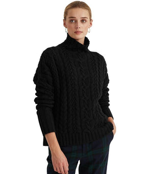 LAUREN RALPH LAUREN Womens Black Long Sleeve Turtle Neck Sweater SZ L MSRP $125