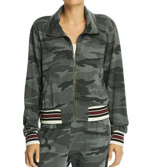 Splendid Womens Green Camo Full Zip Front Sweatshirt Jacket Size M MSRP $158