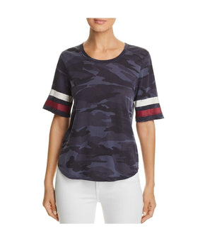 Splendid Womens Camo Varsity Stripe T-Shirt Gray Size XS MSRP $88