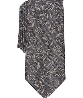 Alfani Men's Breton Leaf Print Tie Brown Size Regular