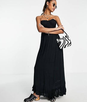 Free People Adella Maxi Dress Black Size XS MSRP $128