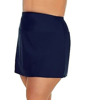 Island Escape Navy Tummy-Control Swim Skirt, Plus Size 18W