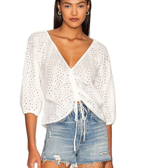 Sanctuary Eyelet Drawstring Blouse White Size M