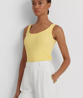 Lauren Ralph Lauren Stretch Cotton Tank Top Light Yellow Size XXL