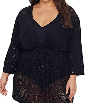 Dotti Plus Size Gypsy Gem Swim Cover-Up , Size 1X, Black