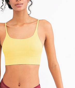Women's Free people Andi Ribbed Longline Bralette Yellow Size M/L MSRP $38