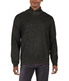 Club Room Mens Shawl Collar Cotton Pullover Sweater Black, Size L