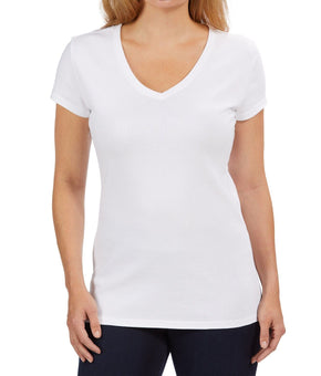Kirkland Signature Womens Cotton V-Neck T-Shirt White Size S