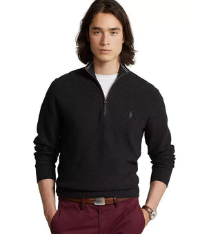 Polo Ralph Lauren Men'sMesh-Knit Cotton Sweater Dark Gray Heather Size S $138