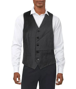 Lauren Ralph Lauren Wool Flannel Classic Charcoal Brown Stripe Vest Size XL $125