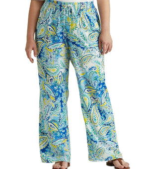 Lauren Ralph Lauren Plus Paisley Crepe Wide Pants Womens blue Size 3X MSRP $135