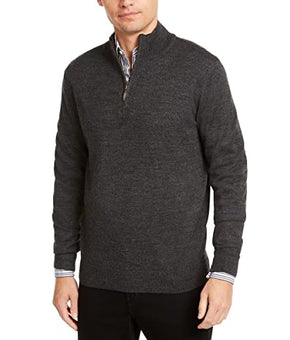 Club Room Mens Wool Blend 1/4 Zip Sweater Gray Size L