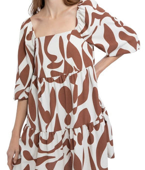 Sanctuary Weekender Babydoll Dress Brown Ivory Size XL MSRP $139