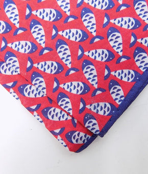 Ted Baker Handkerchief Pocket Square Red 100% Cotton Fish MSRP $50